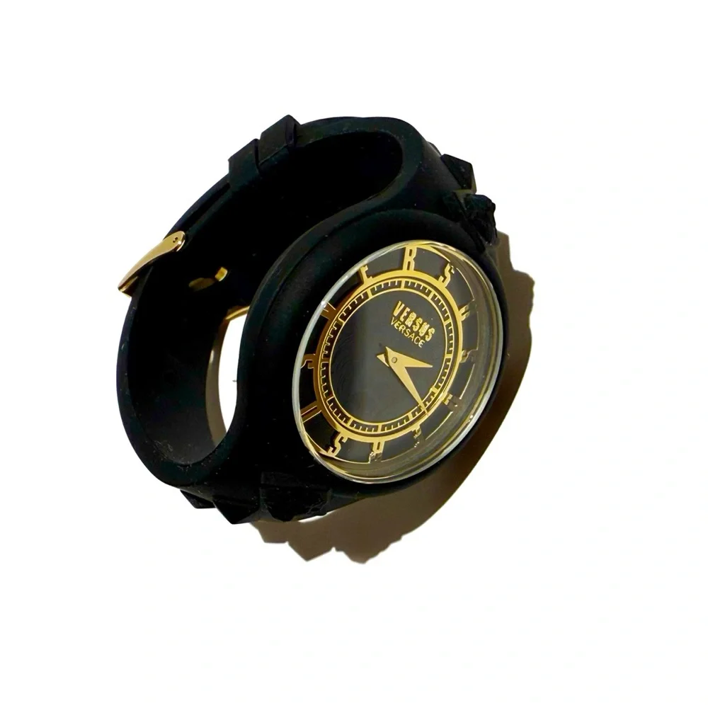 VERSACE Versus Versace Black Gold Lion Head Watch NWT